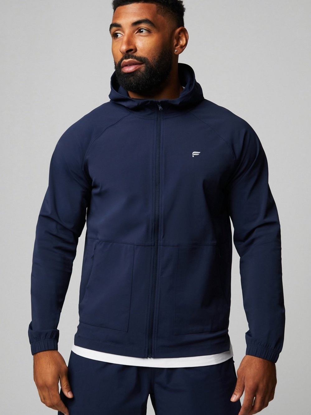 Fabletics The One Jacket Mens XL Lightweight Running Gym Full Zip Hoodie NWT
